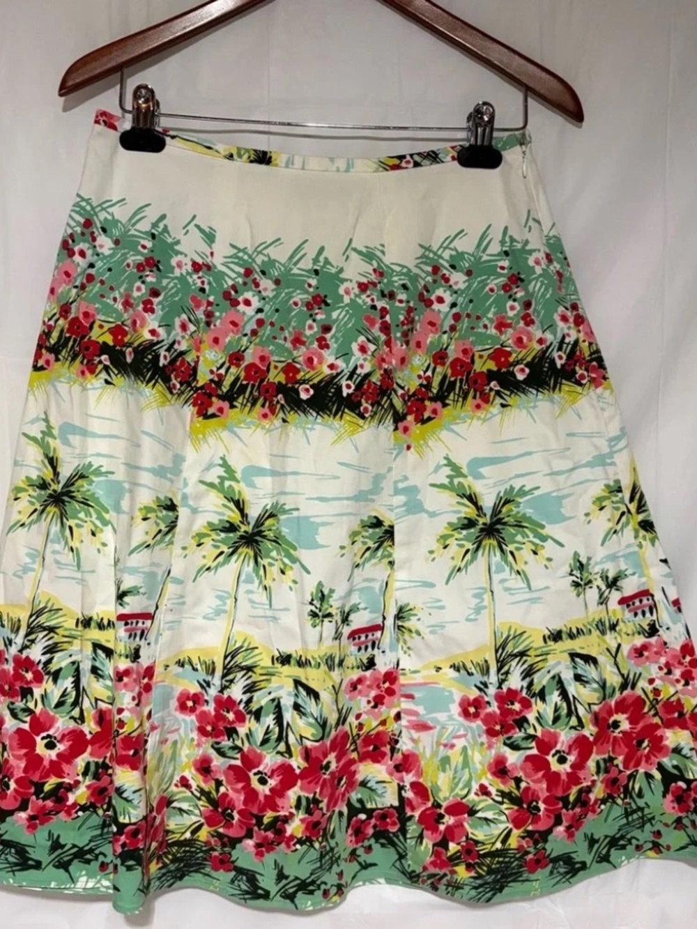 Elliott Lauren Tropical Floral A-Line Pleated Skirt Size 6